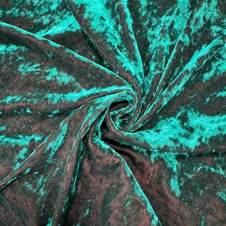 Green Crushed Stretch Panne Velvet Fabric